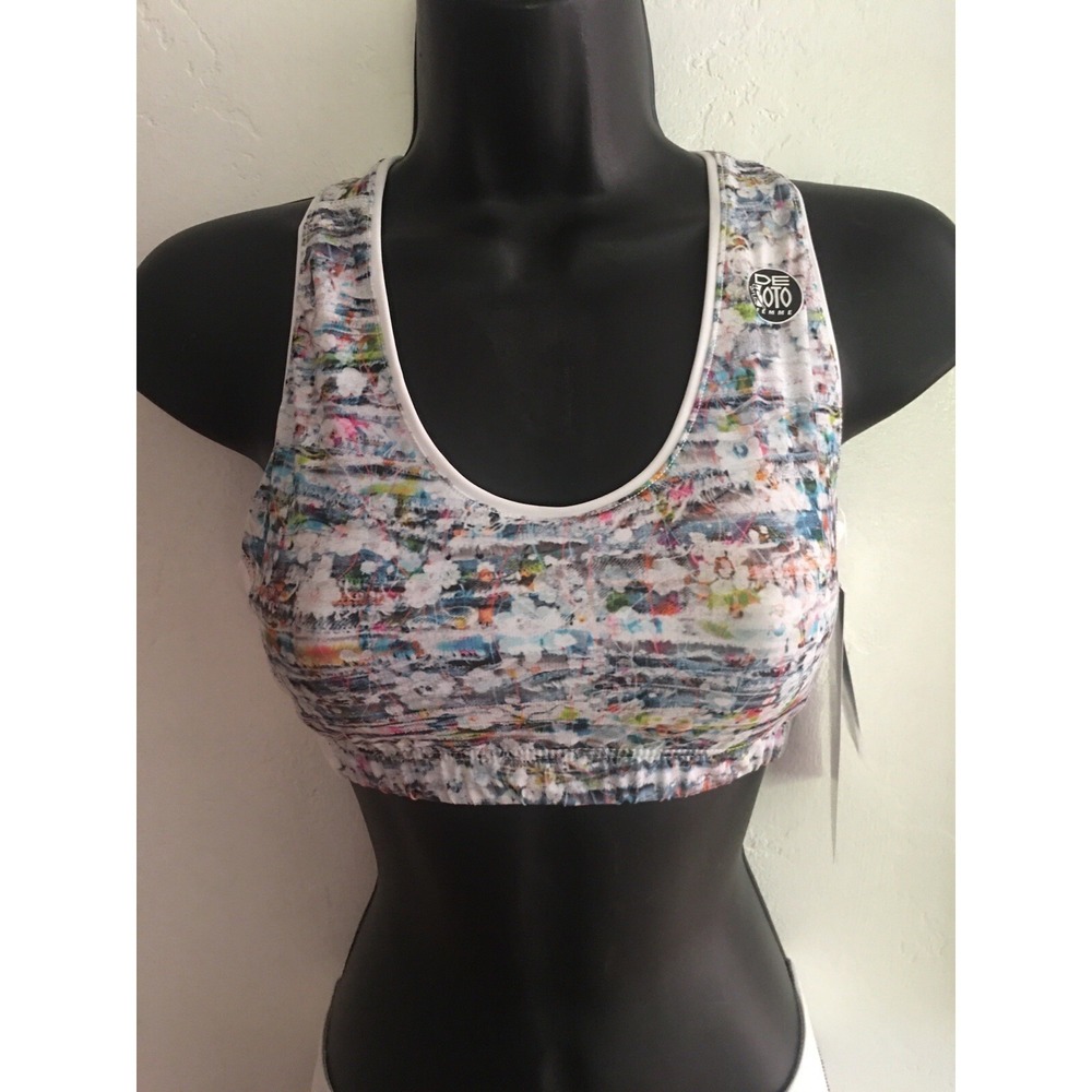 New De Soto NWT Womens  xS  Riviera Triathlon Sports bra white print Rare